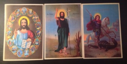 Lot Of 3 Icons - St. George Shoots The Dragon, John The Baptist And Jesus - Unclassified
