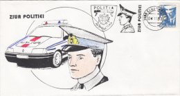 POLICE DAY, POLICE MAN, POLICE CAR, SPECIAL COVER, 1993, ROMANIA - Polizei - Gendarmerie