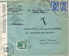 BELGIQUE LETTRE CENSUREE TAXEE EN FRANCE 1940 - Guerra '40-'45 (Storia Postale)