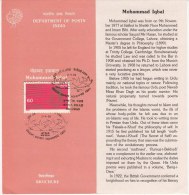 Stamped Information On Mohammad Iqbal. Islam, Duties Of Muslims By Quran, Bird Catchet,, India 1988 - Islam