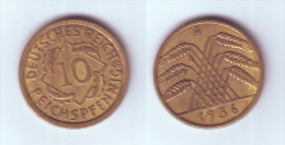 Germany 10 Reichspfennig 1936 A - 10 Renten- & 10 Reichspfennig