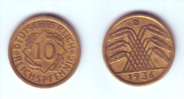 Germany 10 Reichspfennig 1936 D - 10 Renten- & 10 Reichspfennig