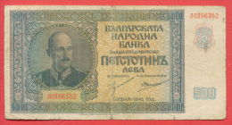 B436 / 1942 - 500 LEVA - Bulgaria Bulgarie Bulgarien Bulgarije - Banknotes Banknoten Billets Banconote - Bulgarie