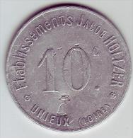 Monnaie De Nécessité - LOIRE 42 - Unieux - Ets Jacob Holtzer 10c - Contremarque Cloche - Monétaires / De Nécessité