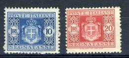 Luogotenenza, Segnatasse 1945. Stemma Senza Fasci. Filigrana Ruota. Sassone 95, 96 MNH - Strafport