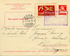 Suisse 1926 Navigation Horlogère Aérienne NHORA, Entier Postal-enveloppe, Carte Voyagée - Uhrmacherei