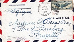 A00028 - Enveloppe Par Avion Censurée Voir Verso - USA Old Censored Air Mail To Belgium 1941 - Covers & Documents