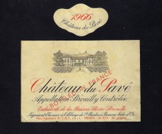 # CHATEAU DU PAVE´ BOURGOGNE 1966 Wine Label France, Wein Vino Vin Etiquette Etiqueta Etikett Chateau - Bourgogne