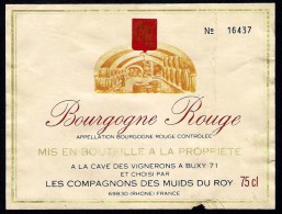 # BOURGOGNE ROUGE BUXY France Red Wine Label, Wein Vino Vin Etiquette Etiqueta Etikett, Les Compagnons Des Muids Du Roy - Bourgogne
