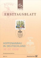 BRD / First Day Sheet (1998/22) 53111 Bonn: Growing Hops In Germany - Beers