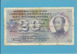 SWITZERLAND - 20 FRANCS - 01.07.1954 - P 46 A - Sign. 35 - Serie 3 Y  - BANQUE NATIONALE SUISSE - Zwitserland