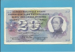 SWITZERLAND - 20 FRANCS - 20.10.1955 - P 46 A - Sign. 34 - Serie 8 V  - BANQUE NATIONALE SUISSE - Suisse