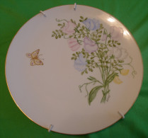 Vintage Sweden ? Scandinavia S HULTGREN Hand Painted PLAQUE Plate Flowers Flora Butterfly Rare - Andere & Zonder Classificatie