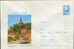 Romania- Postal Stationery Cover 1973- Sighisoara-view, Towards The Citadel-autocar,bus - Busses