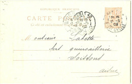 LBL19 - EP CP MOUCHON 10c RETOUCHE REPIQUAGE ETS DURENNE  PARIS / SOISSONS 13/5/1902 - Postales  Transplantadas (antes 1995)