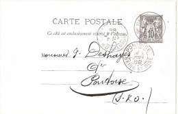 LBL19 - EP CP SAGE 10c REPIQUAGE MACHINES AGRICOLES H.TMOT  PARIS / PONTOISE 2/6/1888 - Cartes Postales Repiquages (avant 1995)
