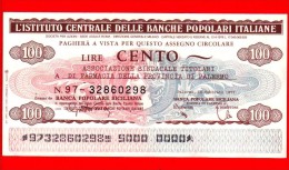 MINIASSEGNI - ISTITUTO CENTRALE BANCHE POPOLARI ITALIANE - FdS - 328 - [10] Scheck Und Mini-Scheck