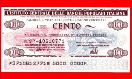 MINIASSEGNI - ISTITUTO CENTRALE BANCHE POPOLARI ITALIANE - FdS - 106 - [10] Checks And Mini-checks