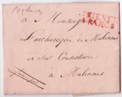 L. Datée De NODUWEZ 1826 Avec Marque Rouge "TIENEN/FRANCO" Pour Malines. - 1815-1830 (Hollandse Tijd)