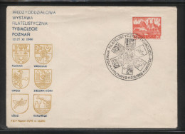 POLAND 1966 POLISH MILLENARY POZNAN PHILATELIC EXPO COMM COVER TOWN CRESTS - Lettres & Documents