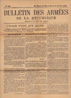 BULLETIN DES ARMEES  DIMANCHE 23 AU 26 MAI 1915-  COMPLET TB - Collezioni