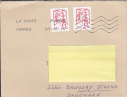 France 2014 Cover Lettre To BRØNDBY STRAND Denmark Marianne De Ciappa-Kawena Stamps - 2013-2018 Marianne De Ciappa-Kawena