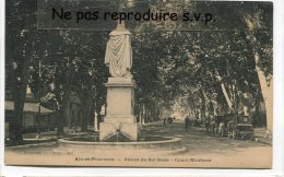 - Aix-en-Provence - Statue Du Roi René, Cours Mirabeau, Animation, Autos, Cliché Peu Courant, Non écrite, TBE, Scans. - Aix En Provence