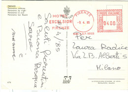 HOTEL EXCELSIOR.FIRENZE, TIMBRO ROSSO  £. 400, SU CARTOLINA COLORI  FIRENZE, - Hôtellerie - Horeca