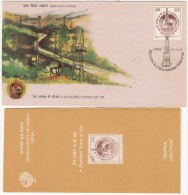 FDC (New Delhi) + Information, Hundred Years Of Oil Energy, Elephant Work For Assam Railway, Train Co., Tree, India 1989 - Pétrole