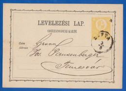 Ungarn; PC Korrespondenz Karte 2 Kr; 1872; Stempel Detta - Entiers Postaux