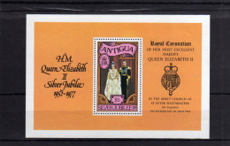 ANTIGUA 1977 QUEEN ELIZABETH SILVER JUBILEE CORONATION ROYAL VISIT SHEET GIUBILEO VISITA REGINA ELISABETTA FOGLIETTO MNH - 1960-1981 Autonomie Interne