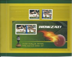 2007 Australia Wins The Ashes Set Of 2 & Mini Sheet As Issued From GPO All In Presentation Pack Complete Mint Unhinged - Presentation Packs