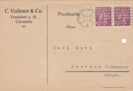 INFLA: DR 2x 241 MeF, Auf Postkarte Der Fa. Vollmer & Co., Stempel: Frankfurt M. 28.6.1923 - Altri & Non Classificati