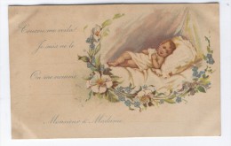 Nouveau Né Allongé, Avis De Naissance, Illustration - Birth