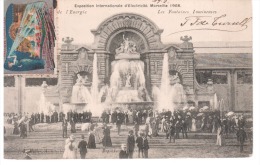 CPA MARSEILLE 13 EXPOSITION INTERNATIONALE D ELECTRICITE 1908 FONTAINE LUMINEUSES BELLE VIGNETTE - Electrical Trade Shows And Other