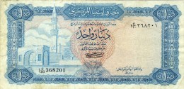 BILLET # LIBYE # 1 DINAR  # 1972 # PICK 35 B  # CIRCULE # - Libia