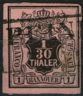 Peine In Schwarz Auf 1/30 Thaler Mattrosa - Hannover Nr. 3a - Pracht - Hanovre