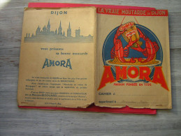 PROTEGE CAHIER  LA VRAIE MOUTARDE DE DIJON  AMORA MAISON FONDEE EN 1756  ATTENTION ETAT MOYEN - Protège-cahiers