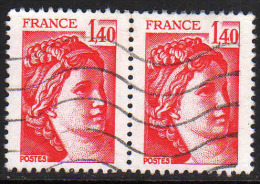 FRANCE : N° 2102 Oblitéré En Paire Horizontale (Type Sabine) - PRIX FIXE - - 1977-1981 Sabina Di Gandon