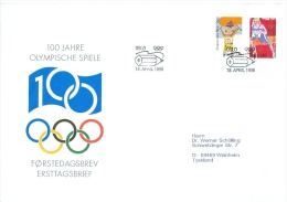 Norwegen Oslo FDC SST 1996 100 Jahre Olympische Spiele Bleistift Skilangläufer äufer - Covers & Documents