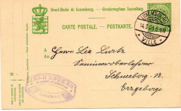Nr.  186,  Ganzsache Luxembourg, Luxemburg,  Nach Schneeberg - Postwaardestukken