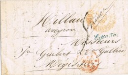 7195. Carta Entera Pre Filatelica PERPIGNAN (Francia) 1854, Fechador FIGUERAS (Gerona) - ...-1850 Préphilatélie