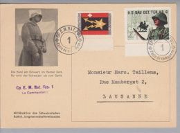 Schweiz Soldatenmarken 1939 Illustr. Karte Mit "H.D. Bau Det.Ter.Kr.6" - Documenten