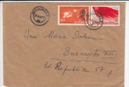 FLAG, LENIN, STALIN, MARX, PLANES, STAMP ON COVER, 1963, ROMANIA - Briefe U. Dokumente