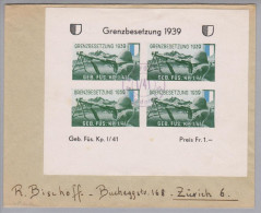 Schweiz Soldatenmarken  Block Auf Brief 1939 Geb.Füs.Kp.1/41 - Cartas & Documentos