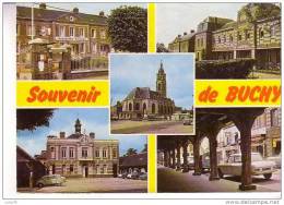 BUCHY  - Souvenir  -  5 Vues :  Gendarmerie, Hôtel De Ville, Le C.E.G., Halle, Eglise  XVIè S. - N° 76 146 07 - Buchy