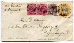 INDES ANGLAISES ENTIER POSTAL DEPART MERCARA 10 AP 01 VIA BRINDISI POUR LE DANEMARK - 1882-1901 Imperio