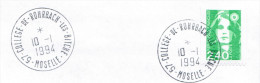 Premier Cachet Du Bureau De Poste Annexe Du Collège De Rohrbach Les Bitche, En Service Pendant 2 Jours RRR - Temporary Postmarks