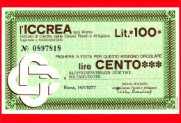 MINIASSEGNI - ISTITUTO DI CREDITO DELLE CASSE RURALI ARTIGIANE  (ICCREA)  - FdS - ICCREA0059 - [10] Checks And Mini-checks