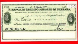 MINIASSEGNI - BANCA DEL CREDITO AGRARIO DI FERRARA - FdS - BCAF.043 - [10] Assegni E Miniassegni